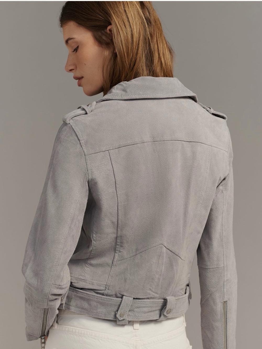 BlankNYC Light Gray Suede Leather Moto Jacket, NWT, size large - Picture 3 of 8